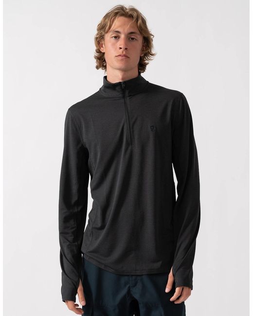 Fjallraven Black Abisko Day Hike Half Zip Long Sleeve Top for men