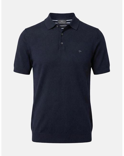 Fynch-Hatton Blue Fine Knit Air Cotton Polo Shirt for men