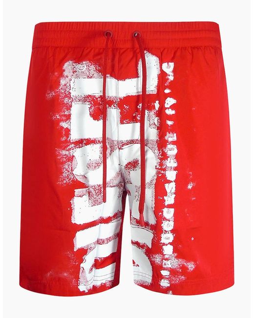 DIESEL Red Bmbx-Powel Beach Shorts for men
