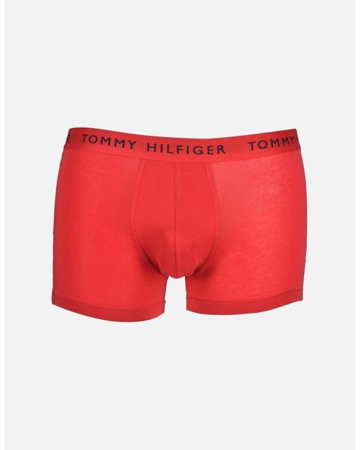 Tommy Hilfiger Red 3-Pack Premium Essential Logo Boxer Trunks for men