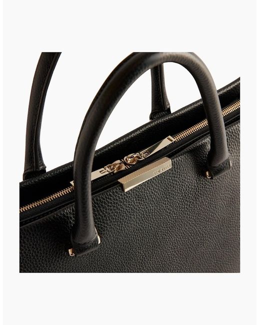 Ted Baker Black Rousaly Bar Detail Large Leather Tote