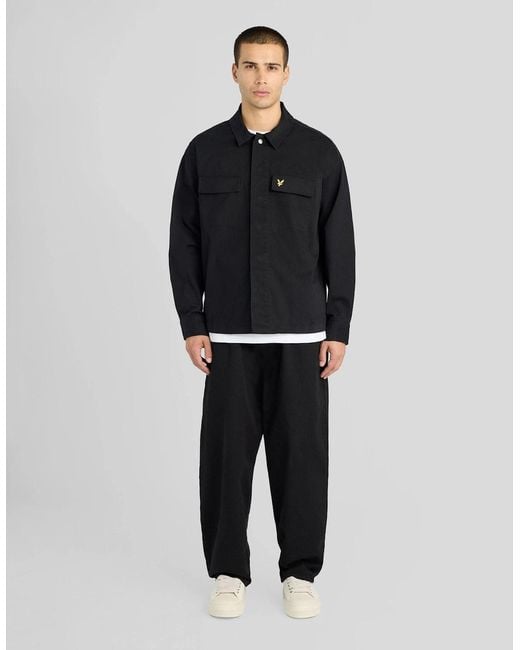 Lyle & Scott Black Lightweight Washed Overshirt for men