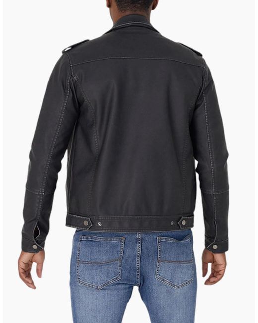 Brave Soul Blue Biker Jacket Long Sleeve Vintage Racer Winter Outwear S-Xl for men