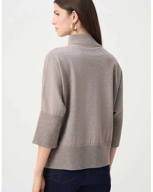 Joseph Ribkoff Gray Brushed Viscose And Nylon Funnel Neck Sweater