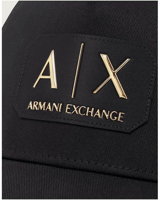 ARMANI EXCHANGE Black Cotton/ Patch Logo Cap for men