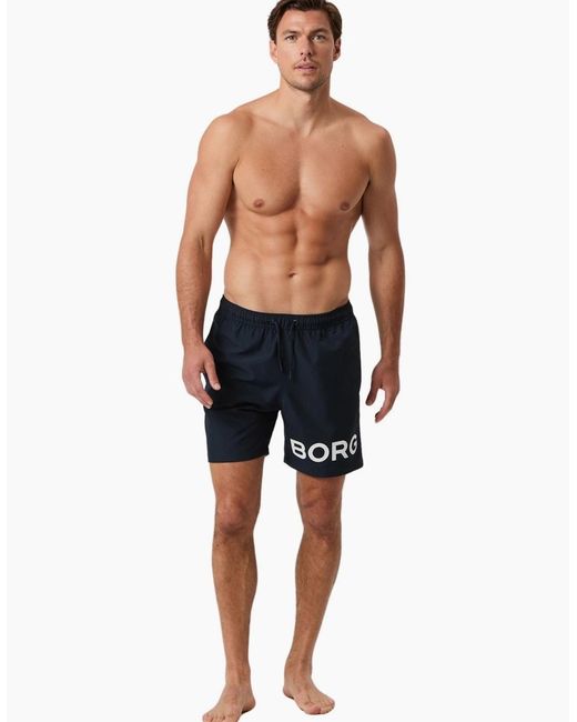 Björn Borg Blue Borg Logo Swim Shorts, Nightsky for men