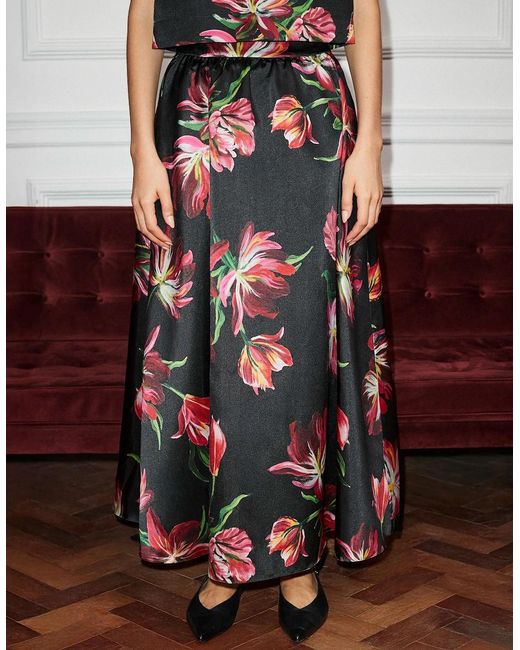 Ro&zo Red Hand Painted Tulip Full Skirt