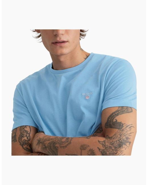 Gant Blue Regular Fit Short Sleeve Shield Logo T-Shirt