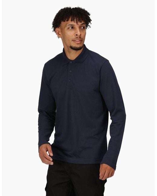 Regatta Blue Professional Long-Sleeved Polo Shirt for men