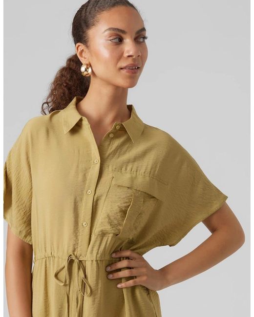 Vero Moda Metallic Iris Collared Neck Shirtdress