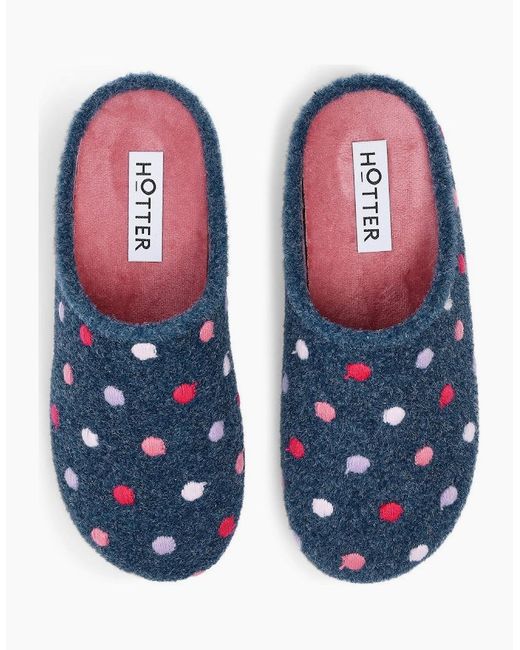 Hotter Blue Dotty Slippers