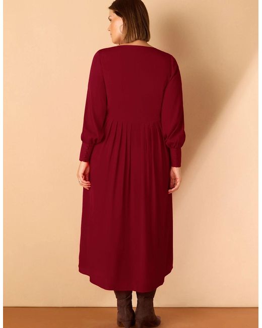 Live Unlimited London Red Dark Lace Up Blouson Sleeve Midi Dress