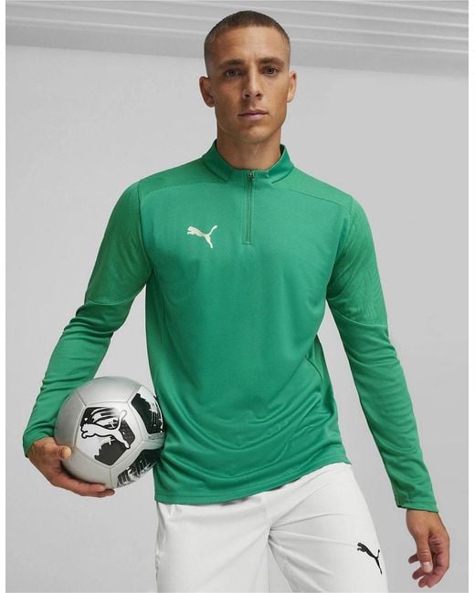 PUMA Green Teamfinal Training 1 4 Zip Fleece for men