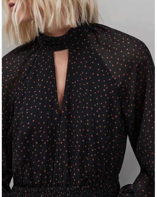 Ro&zo Black Caramel Dash Print Tiered Mini Dress