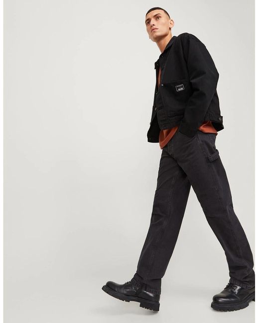 Jack & Jones Black Eddie Carpenter Relaxed Fit Jeans for men