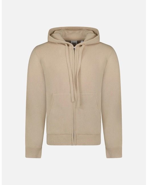Burberry Natural 'Lindley' Knitted Cashmere Hoodie Soft Fawn for men