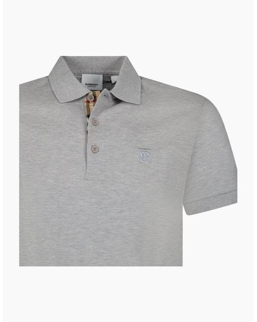 Burberry Gray 'Eddie' Tb Check Placket Polo-Shirt for men