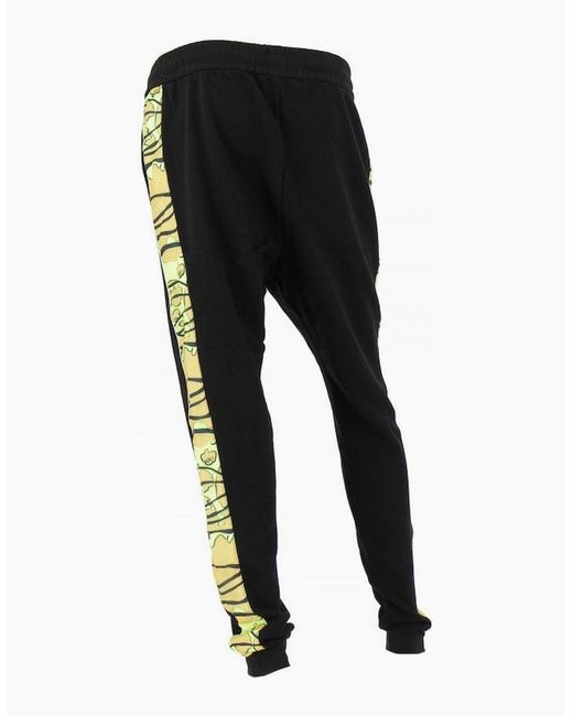 EA7 Black Slim Fit Camo Rubberised Logo Bottoms for men