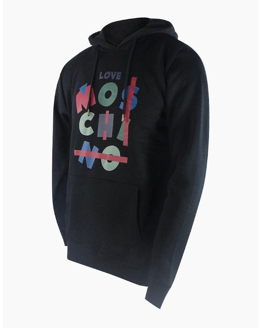 Love Moschino Blue Jumble Logo Hoodie for men