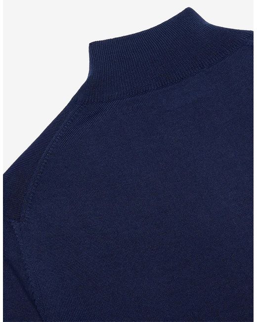 Oliver Sweeney Blue Merino Wool Blend Quarter Zip Jumper for men