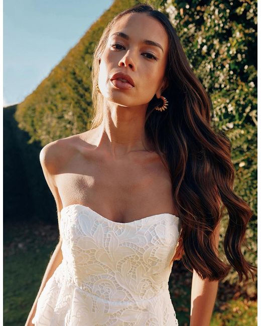 Ro&zo White Lace Bustier Top