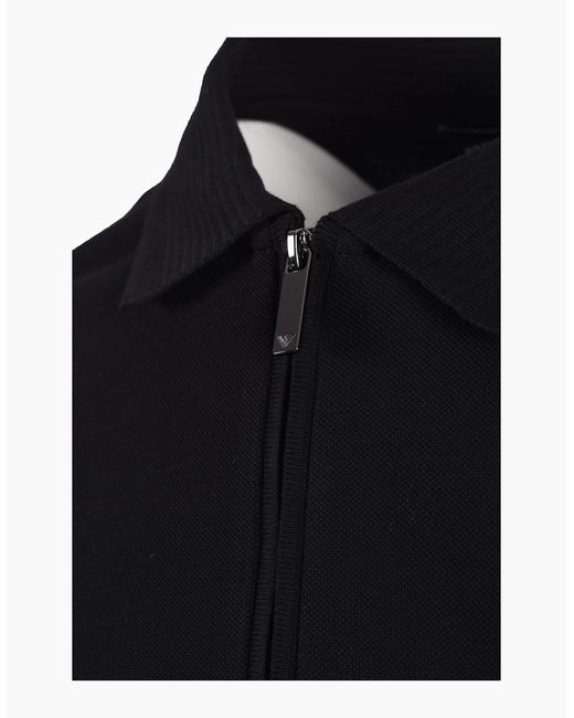 Emporio Armani Black Pique Polo for men