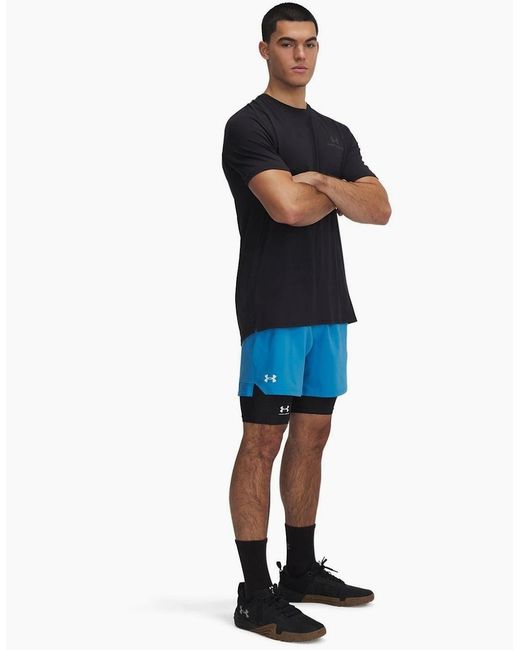 Under Armour Blue Vanish Fitness Shorts With Bold Logo for men