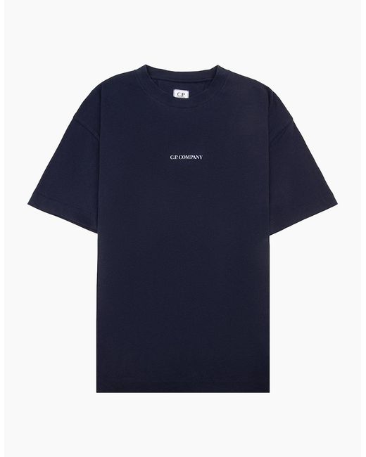 C P Company Blue 30/1 Jersey Short Sleeve Logo T-Shirt 888 for men