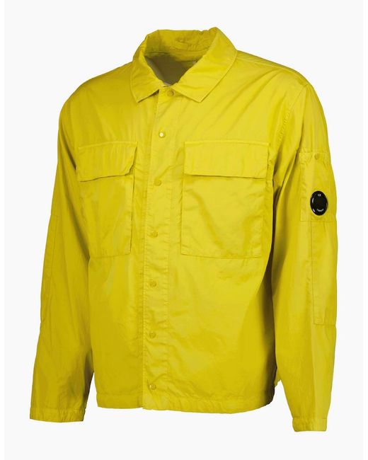 C P Company Yellow Rip-Stop Lens Overshirt for men