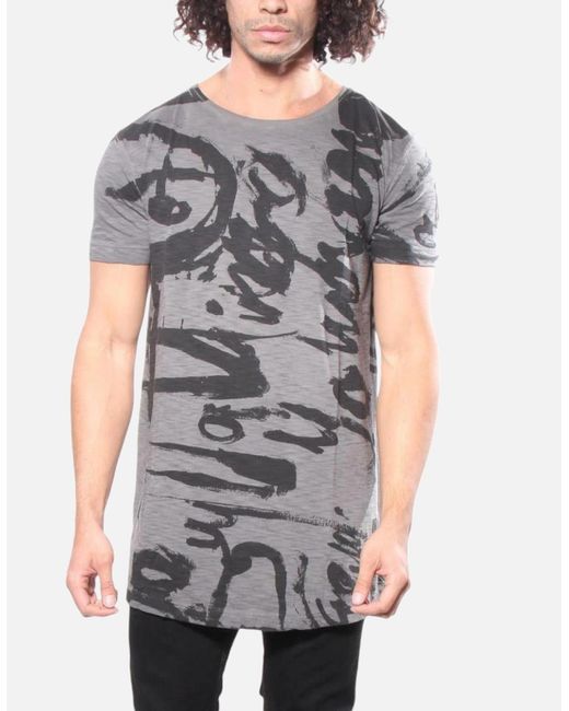 DIESEL Gray T Longer Ma Graphic T Shirt Short Sleeve for men