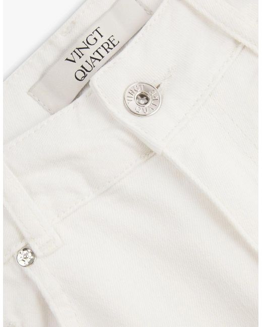 Vingt Quatre Denim White Vingt Quatre Slim Fit Chalk Garment Dye Jeans for men
