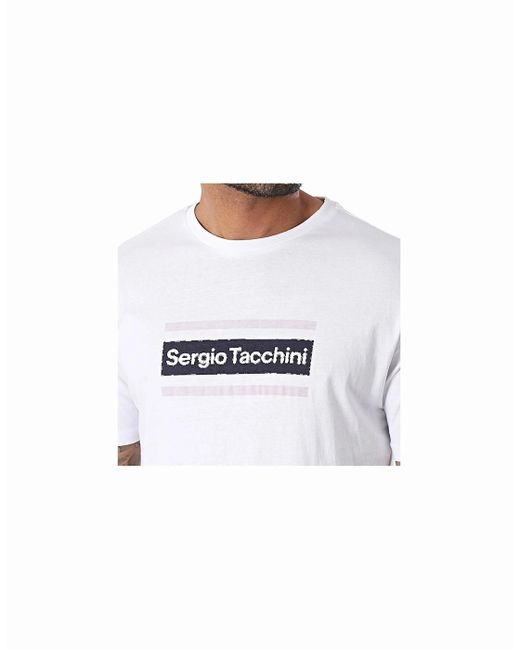 Sergio Tacchini White Lared T-Shirt for men