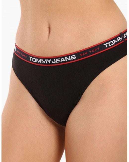 Tommy Hilfiger Black 3-Pack Tommy Jeans Waistband Thongs, /Charcoal
