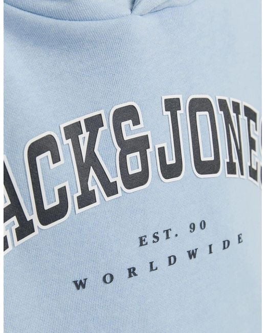 Jack & Jones Blue Varsity Lettering Hooded Sweatshirt