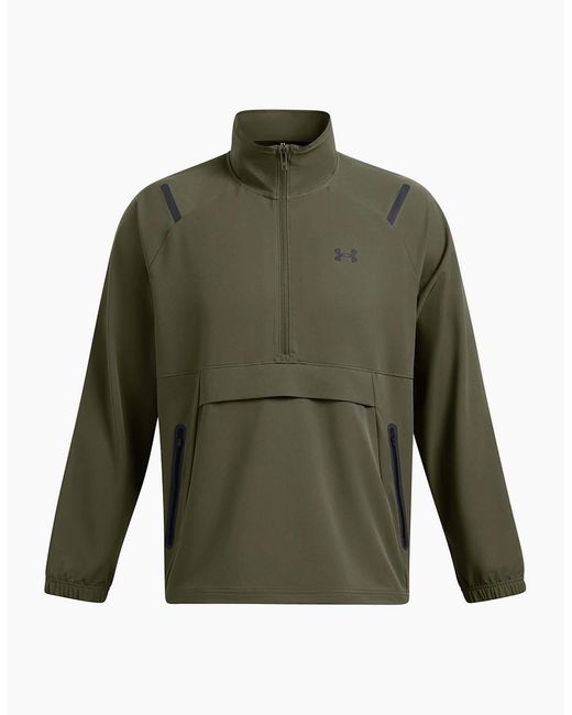 Under Armour Green Unstoppable Solid Patterned Anorak Jacket With Drawstring for men