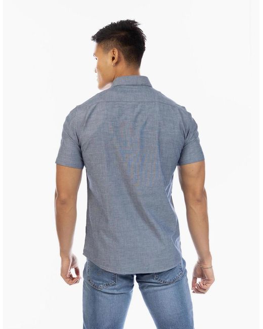 Peter Werth Blue Collared Neck Short Sleeve Regular Fit Shirt for men
