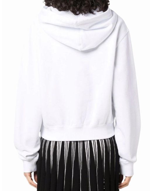 Off-White c/o Virgil Abloh White Geometric Logo Cropped Hoodie