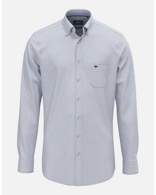 Fynch-Hatton Blue Minimal Check Button Down Shirt New Breeze for men