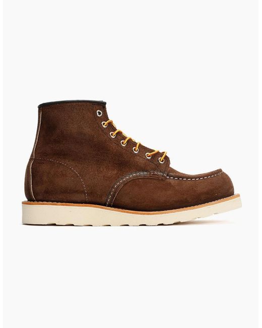 Red Wing Brown 8836 6 Inch Moc Toe Suede Chocolate Boots for men