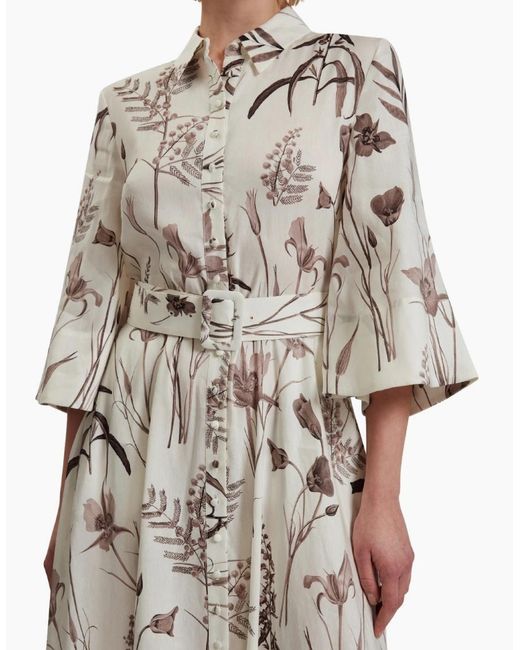 Ted Baker White Luwisa Linen Silk Pleated Ivory Midi Dress