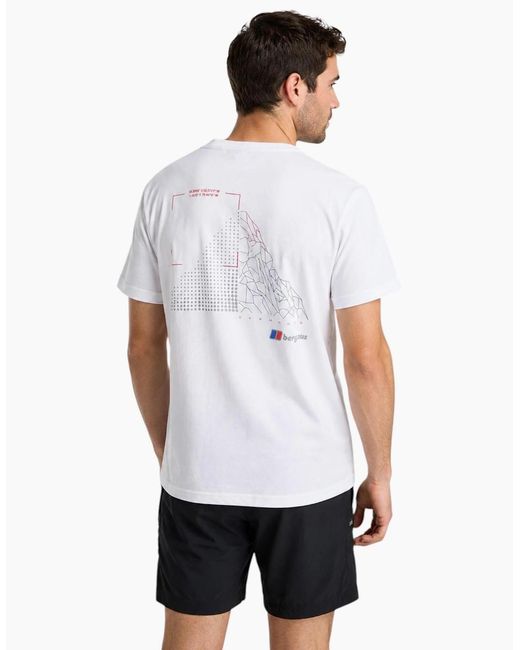 Berghaus White T Shirts Mountain Coordinates Crew Neck Short Sleeve Cotton Tee for men