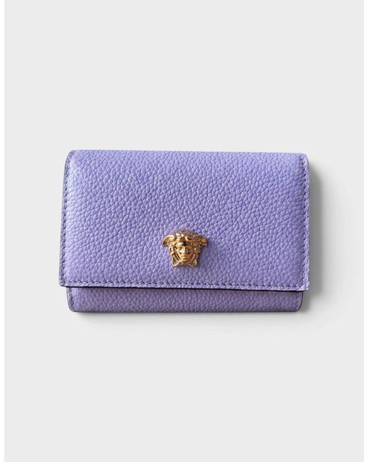 Versace Purple Medusa Head Business Card Holder Leather