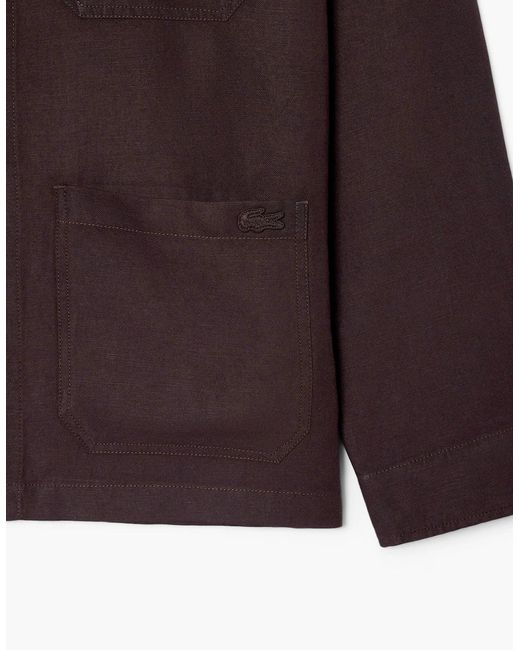Lacoste Brown Ch1841 Linen Blend Overshirt for men