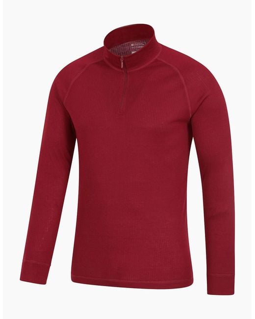 Mountain Warehouse Red Talus Zip Neck Long-Sleeved Thermal Top for men