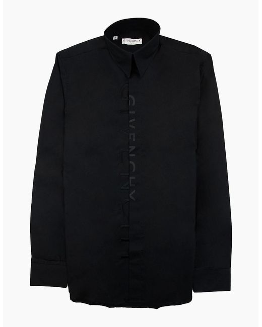 Givenchy Black Embroidered Split Logo Shirt for men