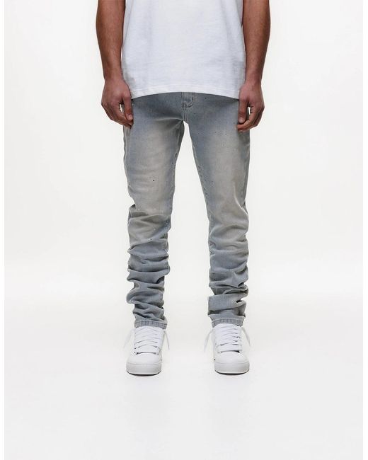 Magrit Gray Painted Slim Jeans for men