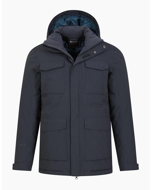 Mountain Warehouse Blue Concord Extreme Down Long Length Jacket for men