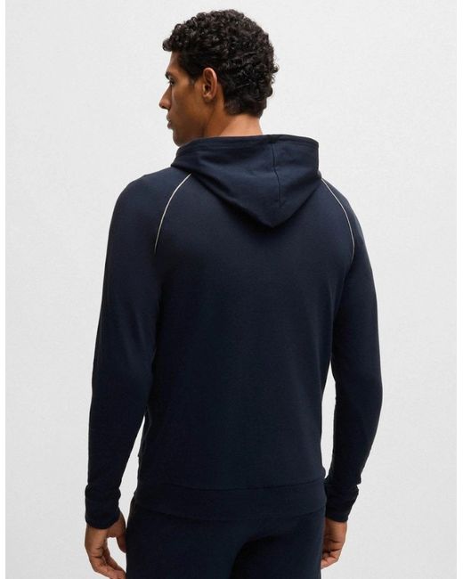 Boss Blue Boss Mix&Match Stretch-Cotton Zip-Up Hoodie With Embroidered Logo for men
