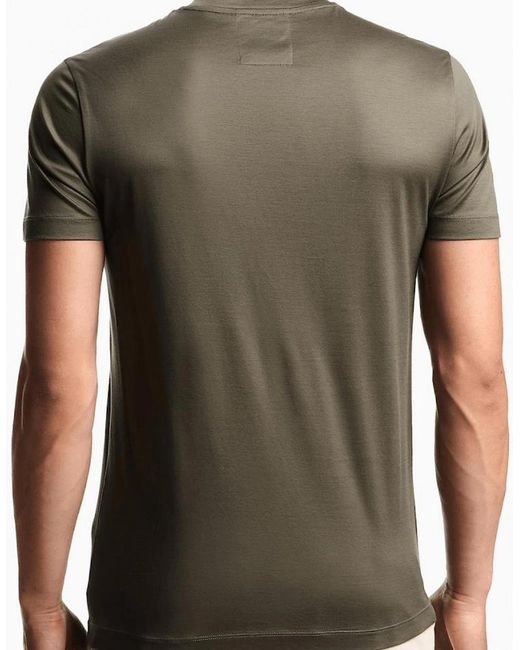 Emporio Armani Green Asv Print Logo Khaki T-Shirt for men