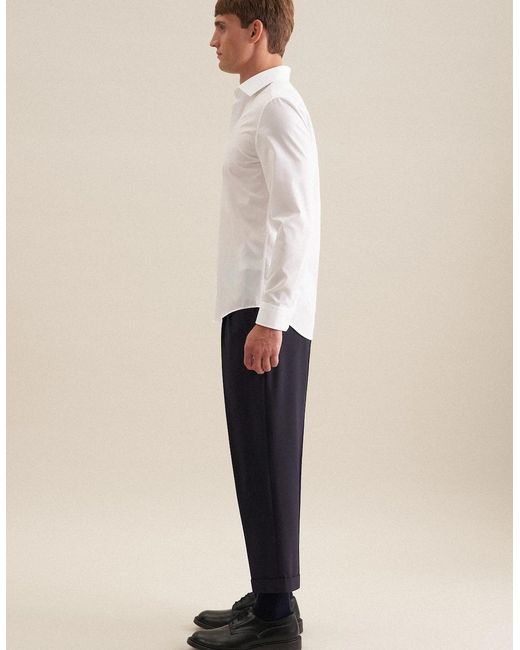 Seidensticker White Shaped Fit No Iron Kent Collar Business Shirt for men